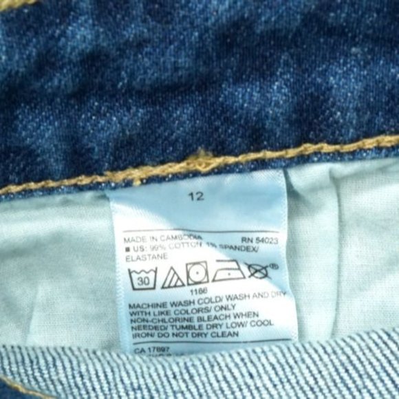 NWT Old Navy Jean Skirt Women's 12 Denim Stretch Raw Hem - Picture 4 of 4